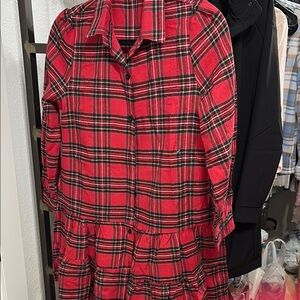 Plaid Red Button-Up Dress